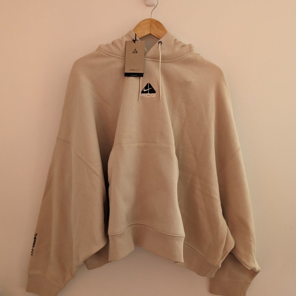 NWT Nike ACG Therma-FIT Women's "Tuff Knit" Fleece Hoodie Beige XL